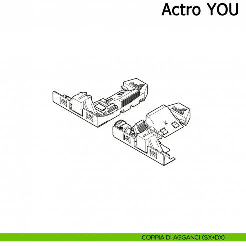 Aggancio sinistro e destro per guida Hettich Actro YOU L Silent System disegno