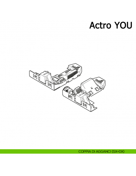Aggancio sinistro e destro per guida Hettich Actro YOU L Silent System disegno