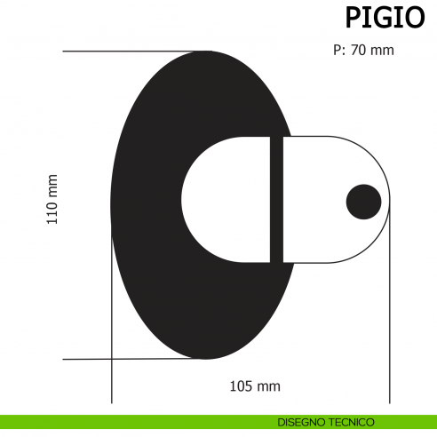 Maniglia PremiApri Meroni Pigio per bagno verniciato grigio chiaro e scuro P12E disegno