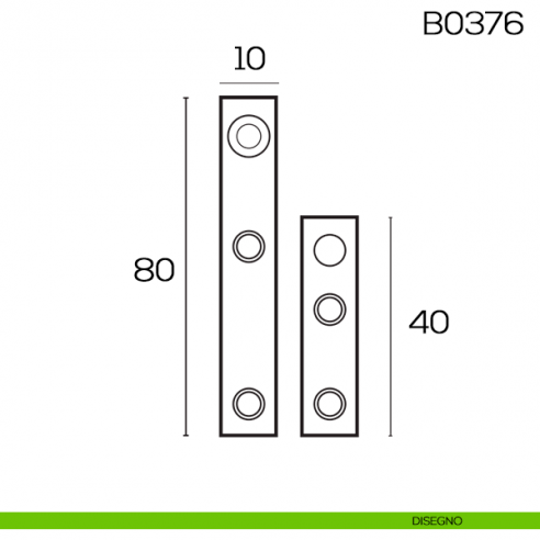 Cerniera a perno diritta con piastra per mobili 80 mm B0376 disegno