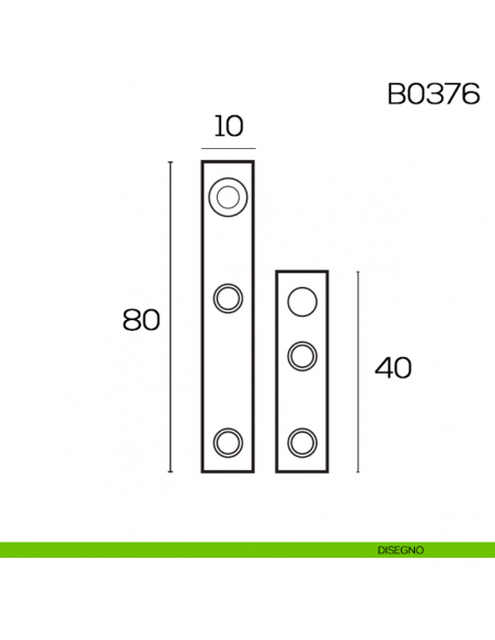 Cerniera a perno diritta con piastra per mobili 80 mm B0376 disegno