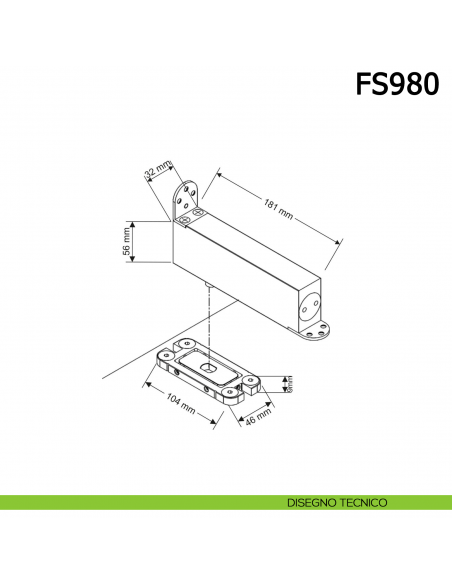 Cerniera chiudiporta a pavimento Meroni FS980 per porte a bilico pivot disegno