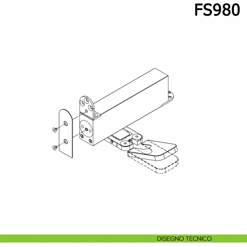 Cerniera chiudiporta a pavimento Meroni FS980 per porte a bilico pivot disegno