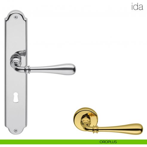 Maniglia con placca per porta Ida Colombo Design - oroplus - foro patent