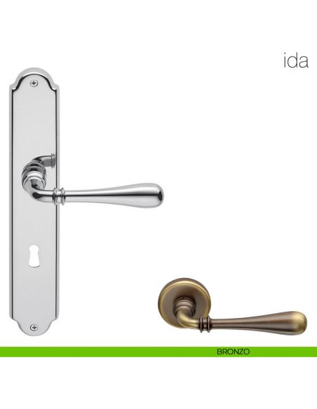 Maniglia con placca per porta Ida Colombo Design - bronzo - foro patent