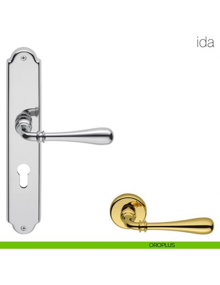 Maniglia con placca per porta Ida Colombo Design - oroplus - foro yale
