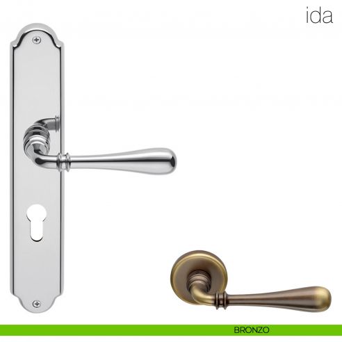 Maniglia con placca per porta Ida Colombo Design - bronzo - foro yale