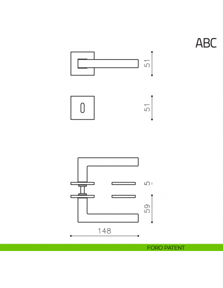 Maniglia per porta ABC Olivari foro patent