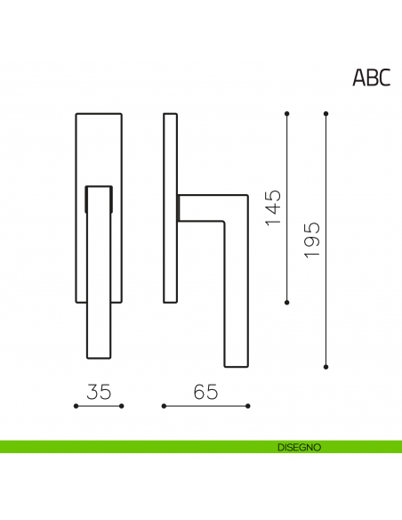 Maniglia per finestra cremonese ABC Olivari disegno