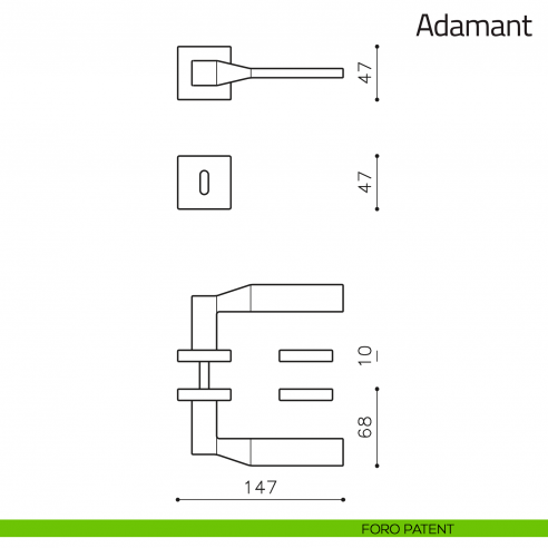 Maniglia per porta Adamant Olivari foro patent