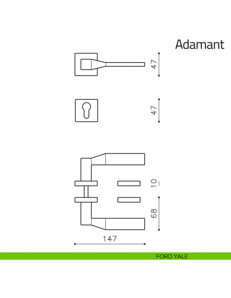 Maniglia per porta Adamant Olivari foro yale