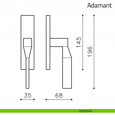 Maniglia per finestra cremonese Adamant Olivari disegno