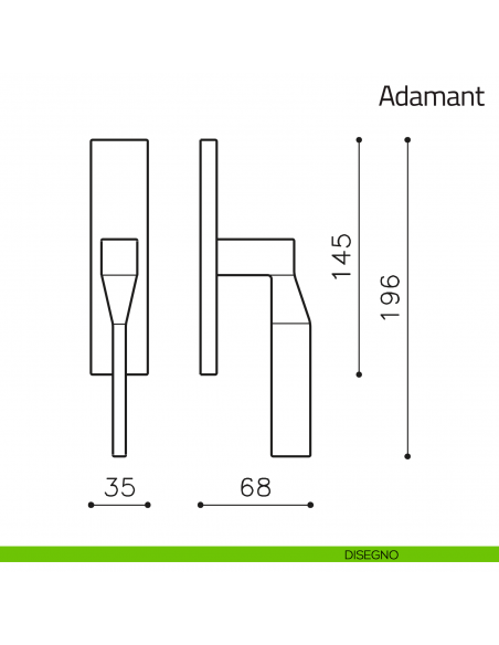 Maniglia per finestra cremonese Adamant Olivari disegno