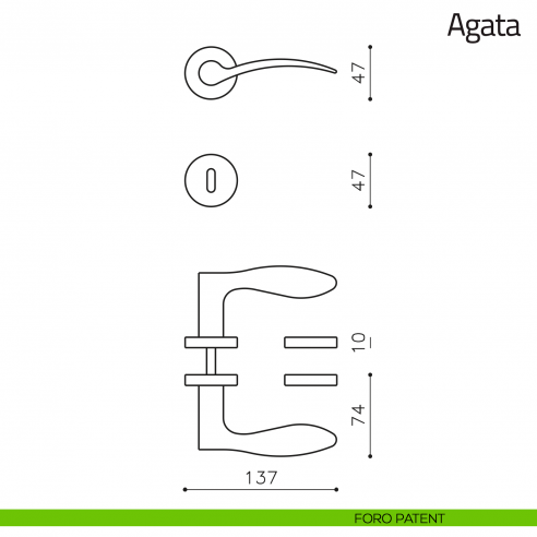Maniglia per porta Agata Olivari foro patent