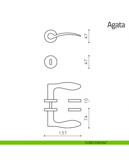 Maniglia per porta Agata Olivari foro patent