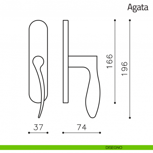 Maniglia per finestra cremonese Agata Olivari disegno