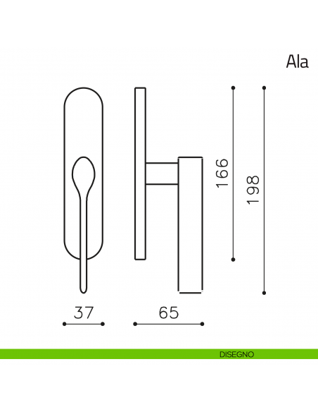 Maniglia per finestra cremonese Ala Olivari disegno