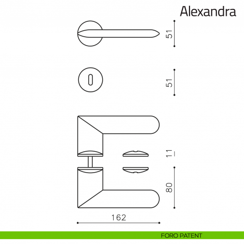 Maniglia per porta Alexandra Olivari foro patent