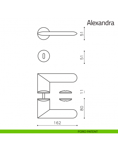 Maniglia per porta Alexandra Olivari foro patent