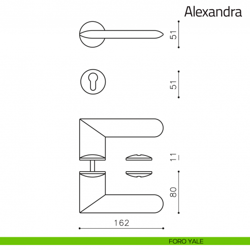 Maniglia per porta Alexandra Olivari foro yale