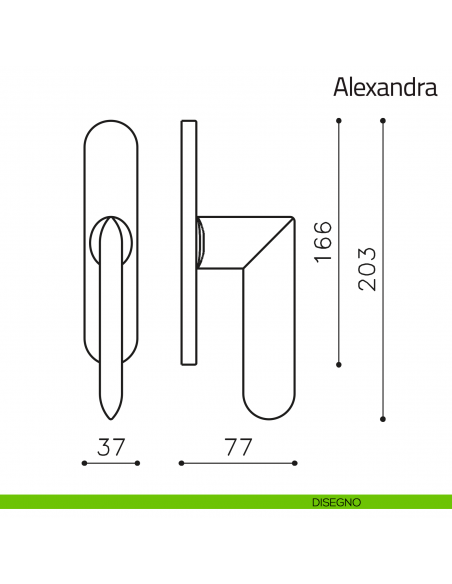 Maniglia per finestra cremonese Alexandra Olivari disegno