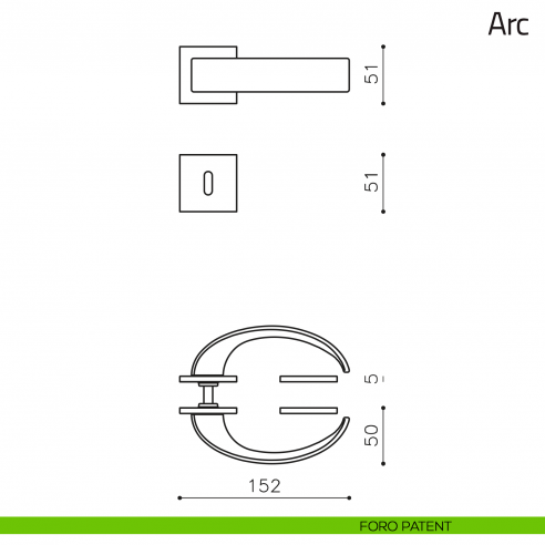 Maniglia per porta Arc Olivari bassa foro patent
