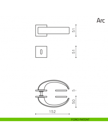 Maniglia per porta Arc Olivari bassa foro patent