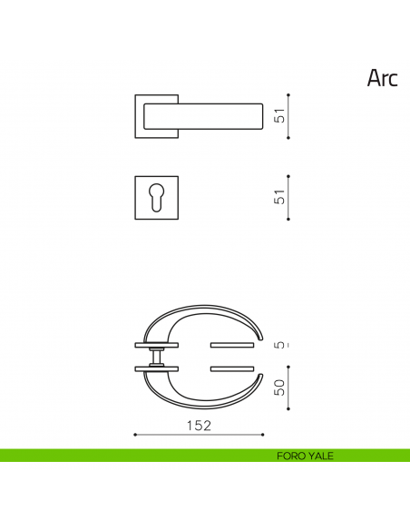 Maniglia per porta Arc Olivari bassa foro yale