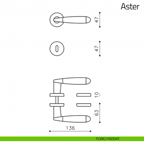 Maniglia per porta Aster Olivari foro patent