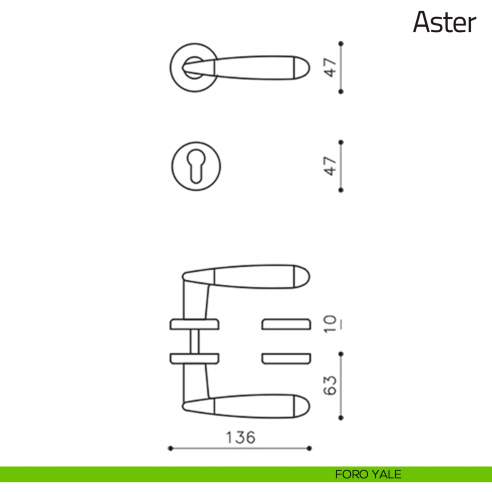 Maniglia per porta Aster Olivari foro yale