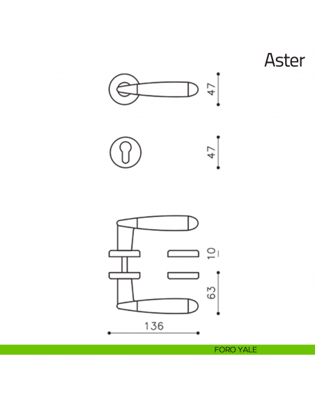 Maniglia per porta Aster Olivari foro yale