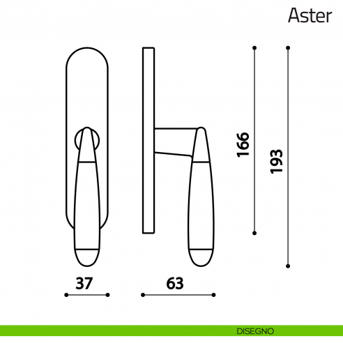 Maniglia per finestra cremonese Aster Olivari disegno