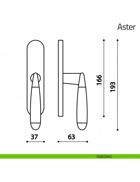 Maniglia per finestra cremonese Aster Olivari disegno