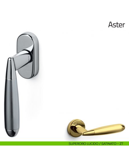 Maniglia per finestra martellina DK Aster Olivari superoro lucido/satinato