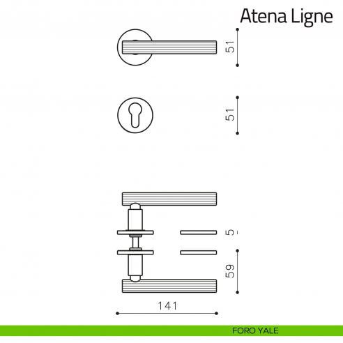 Maniglia per porta Atena Ligne Olivari bassa foro yale
