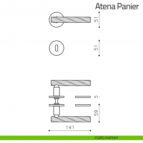 Maniglia per porta Atena Panier Olivari bassa foro patent