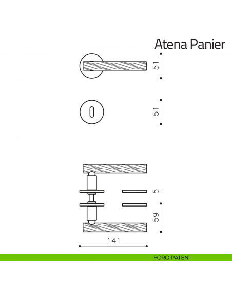 Maniglia per porta Atena Panier Olivari bassa foro patent