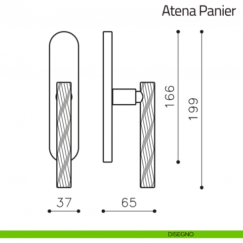 Maniglia per finestra cremonese Atena Panier Olivari disegno