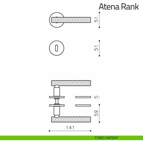 Maniglia per porta Atena Rank Olivari bassa foro patent