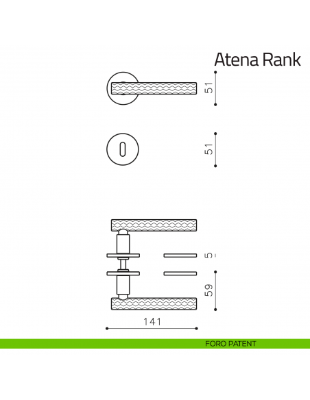 Maniglia per porta Atena Rank Olivari bassa foro patent