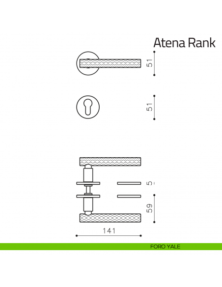 Maniglia per porta Atena Rank Olivari bassa foro yale
