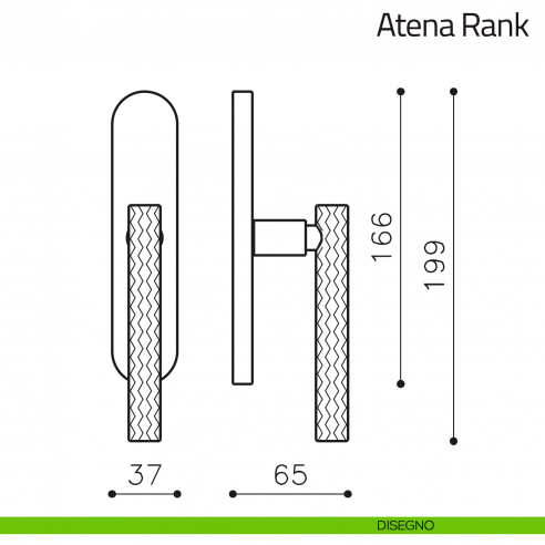 Maniglia per finestra cremonese Atena Rank Olivari disegno