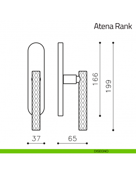 Maniglia per finestra cremonese Atena Rank Olivari disegno