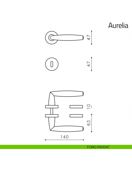 Maniglia per porta Aurelia Olivari foro patent