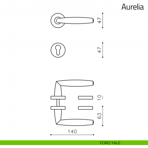 Maniglia per porta Aurelia Olivari foro yale