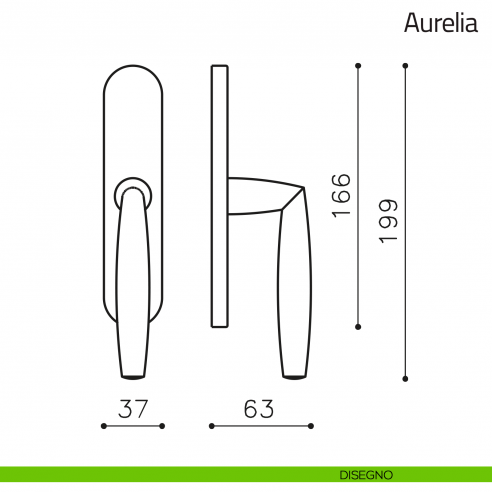 Maniglia per finestra cremonese Aurelia Olivari cromo satinato disegno