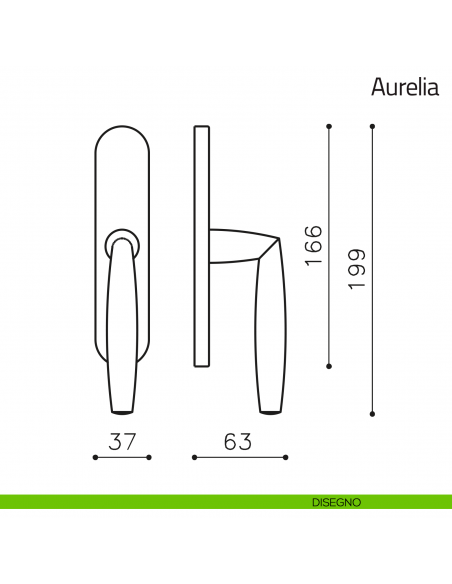 Maniglia per finestra cremonese Aurelia Olivari cromo satinato disegno