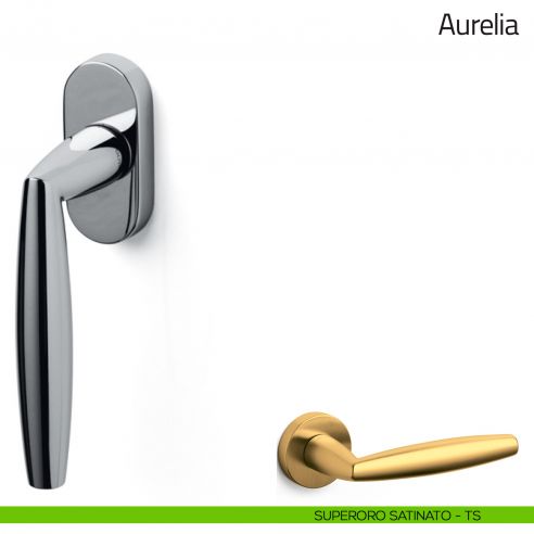 Maniglia per finestra martellina DK Aurelia Olivari superoro satinato