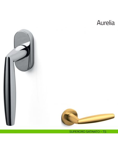 Maniglia per finestra martellina DK Aurelia Olivari superoro satinato