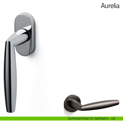 Maniglia per finestra martellina DK Aurelia Olivari superantracite satinato